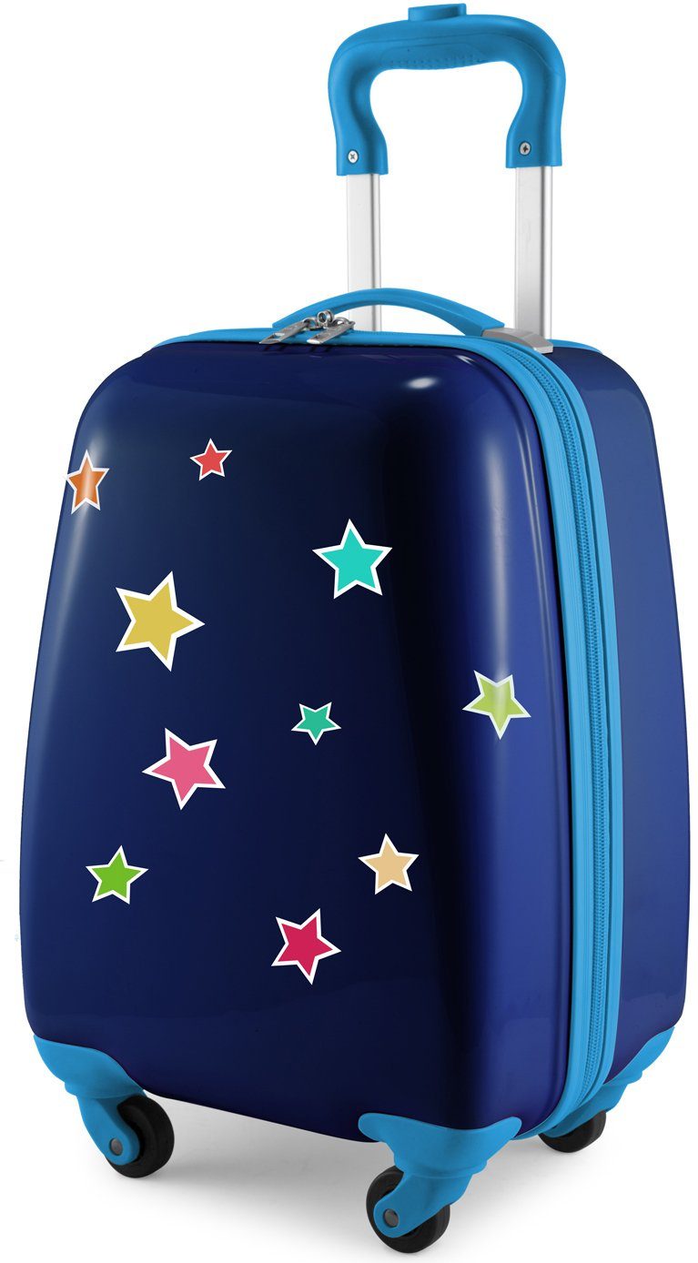 Hauptstadtkoffer Kinderkoffer For Dunkelblau/Sterne Sterne-Stickern wasserbeständigen, 4 Kids, Rollen, Sterne, mit reflektierenden