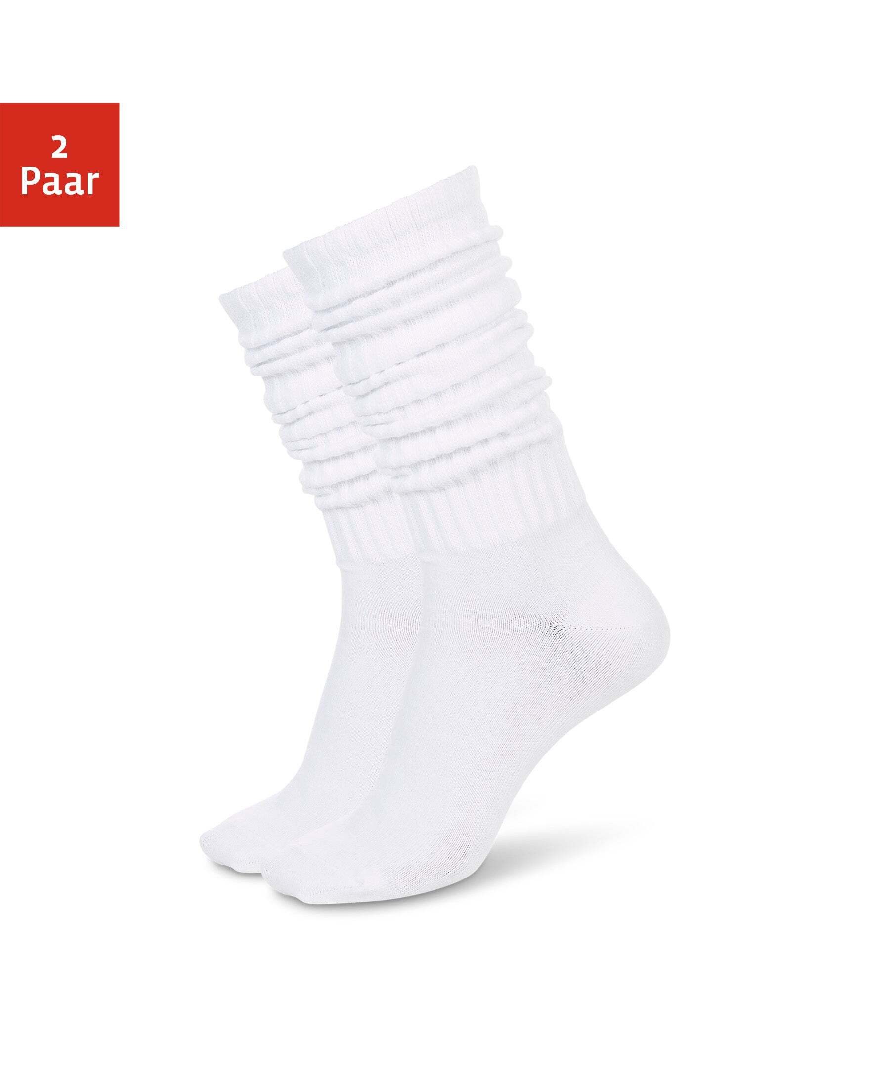 SNOCKS Freizeitsocken Scrunch Socken mit langem Schaft (2-Paar) Stylisch gerafft für jeden Look