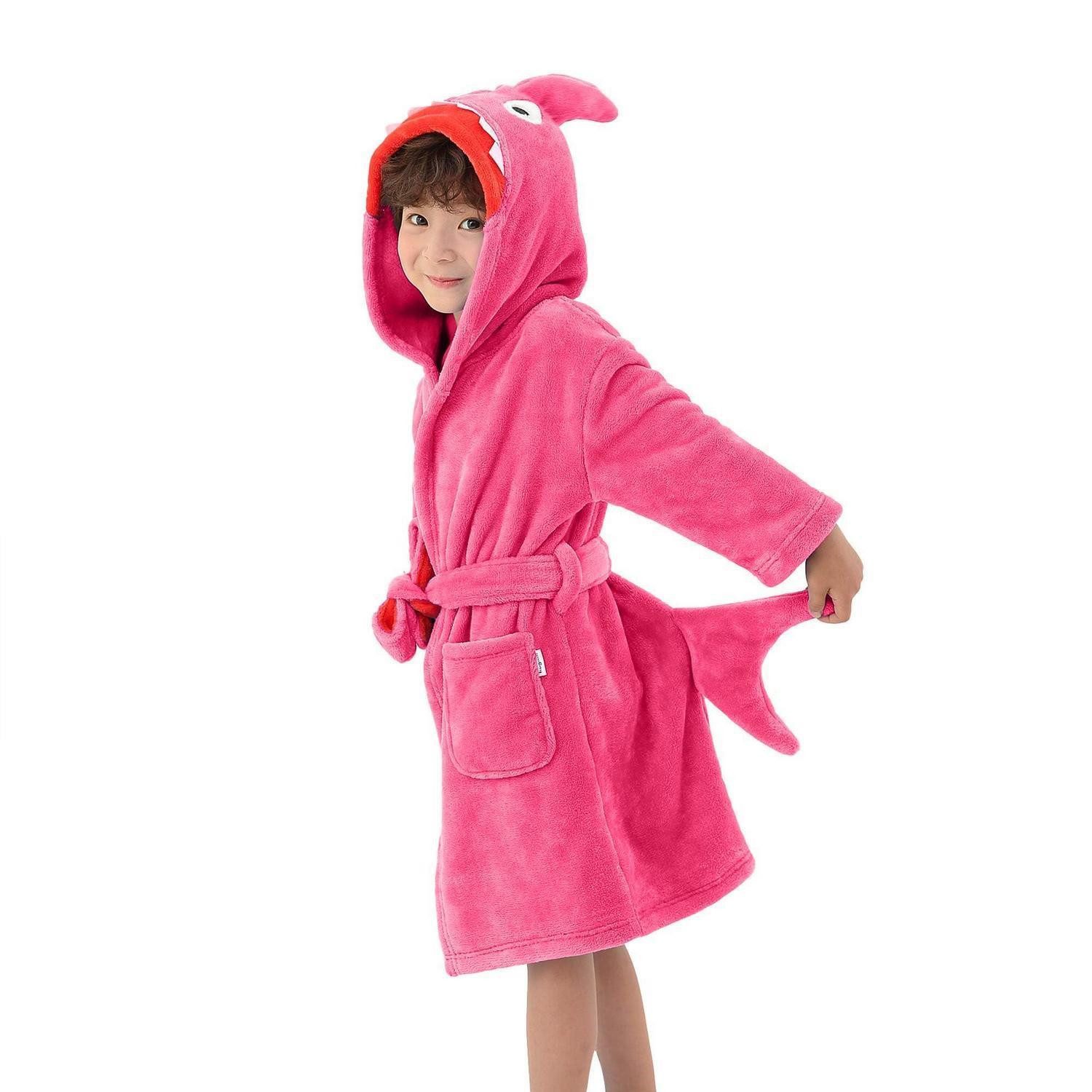 LuxusKollektion Maskottchen-Kostüm Kinder Bademantel Dino Fleece Rosa