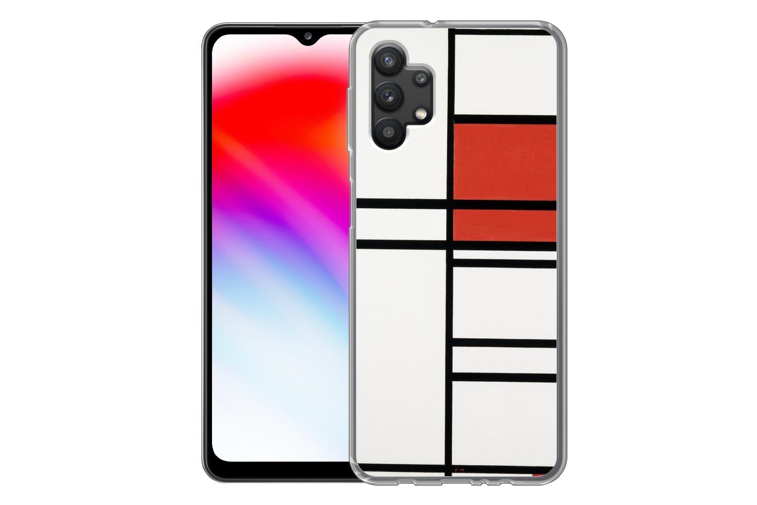 MuchoWow Handyhülle für Samsung Galaxy A32 5G Komposition mit Rot und Weiß - Piet Mondrian, Smartphone-Bumper, Print, Handy Schutzhülle Dünn