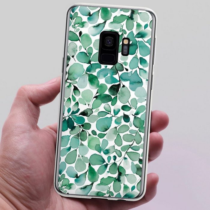DeinDesign Handyhülle Pastell Wasserfarbe Blätter Watercolor Pattern Leaffy Leaves Samsung Galaxy S9 Duos Silikon Hülle Bumper Case Handy Schutzhülle