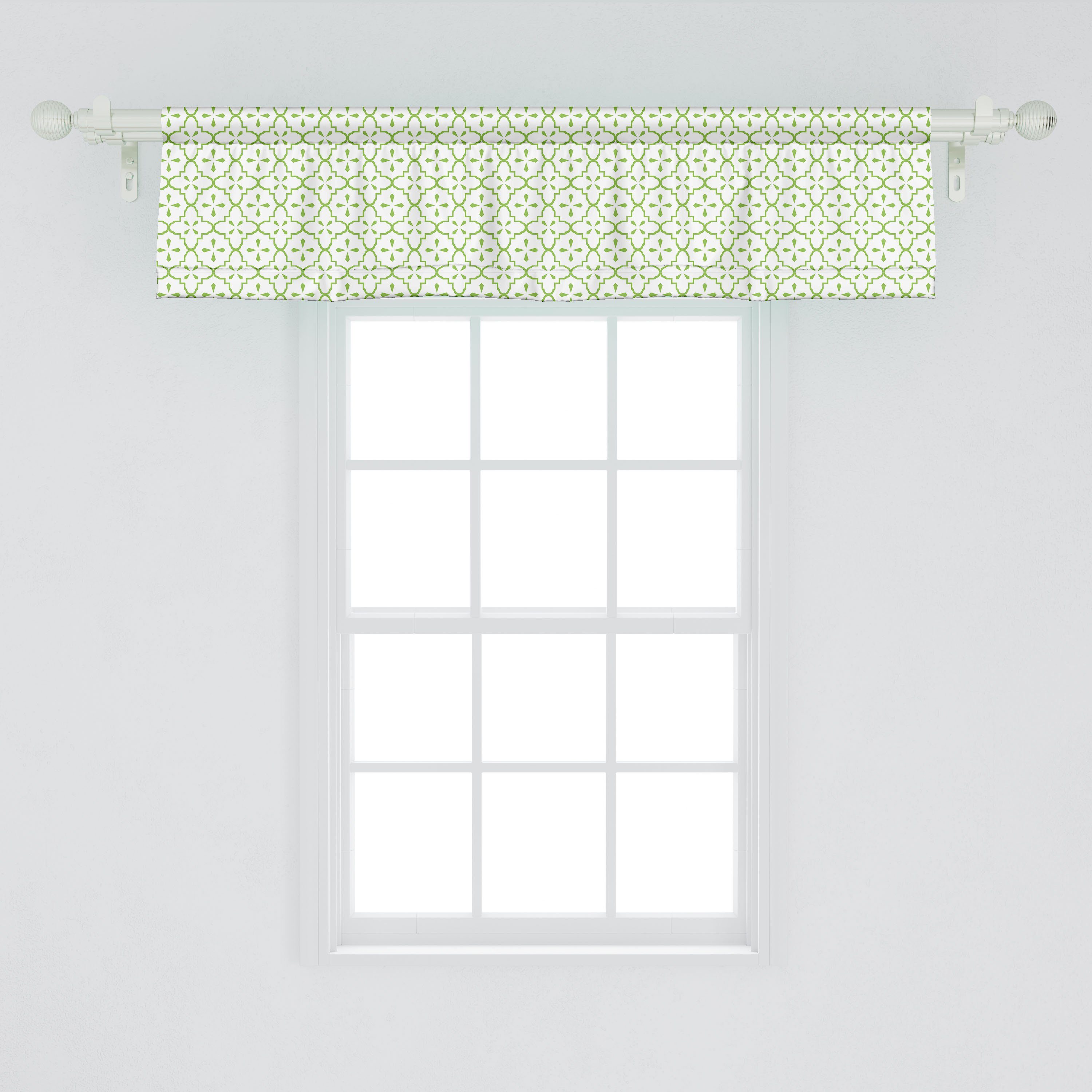 Scheibengardine Vorhang Stangentasche, Abakuhaus, mit Dekor Jahrgang Schlafzimmer Volant für Microfaser, Abstrakte Küche Blumen-Motive
