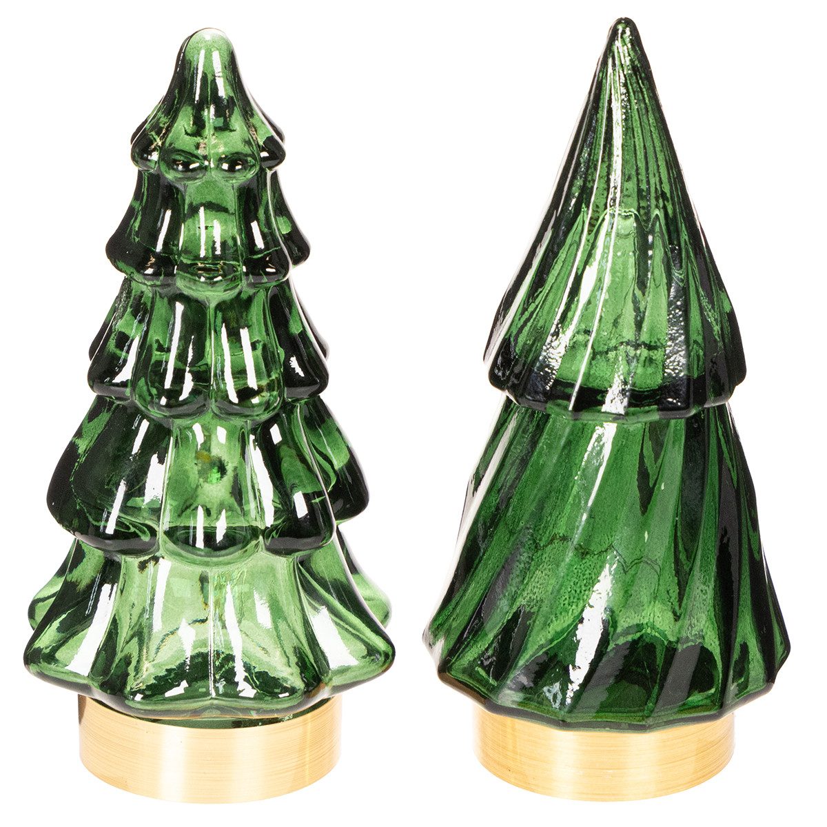 Florists Products Künstlicher Weihnachtsbaum LED Deko Glas-Tannenbaum Tischbeleuchtung Weihnachten, 2 Stück
