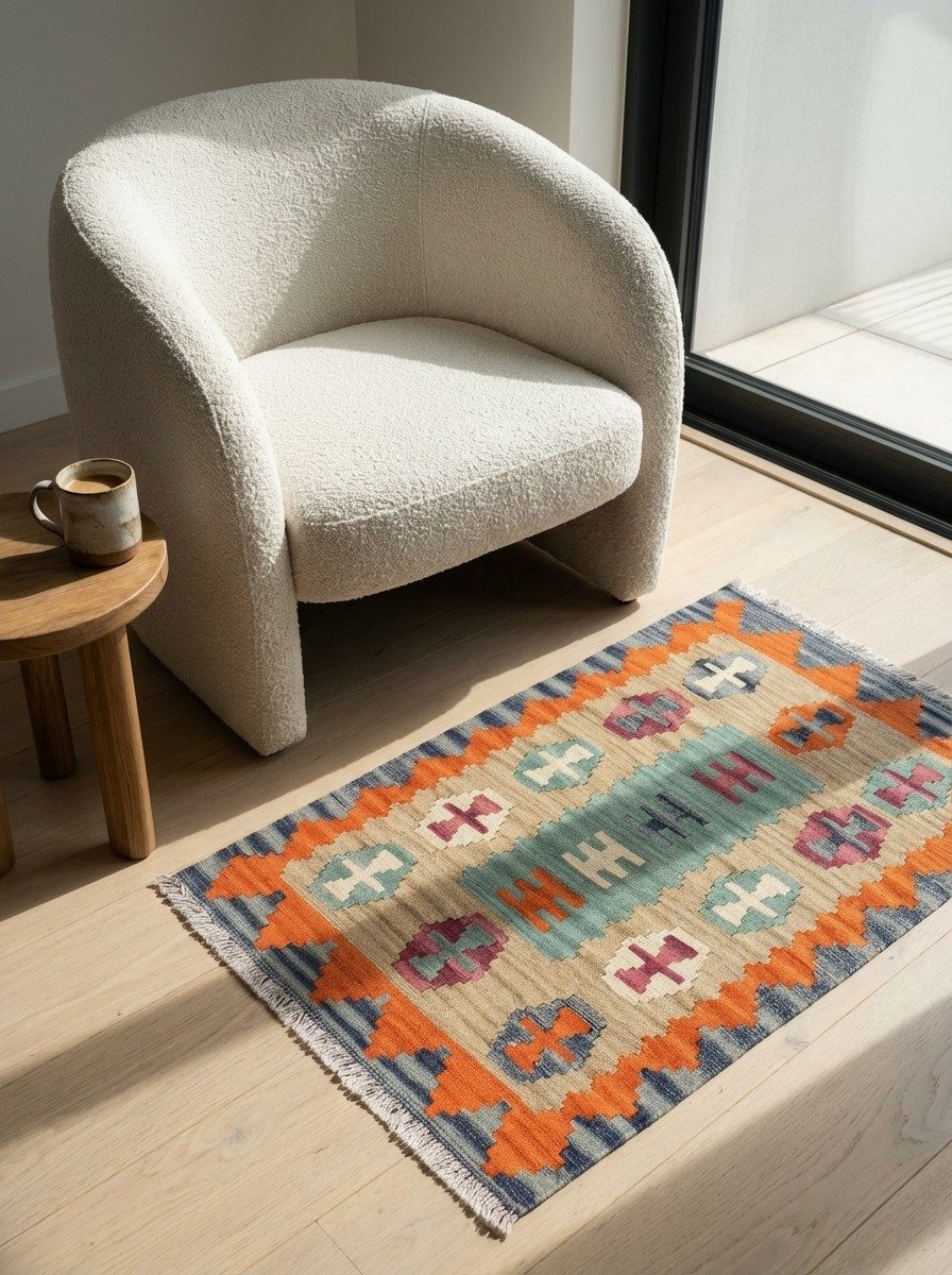 Looma Teppich Kelim Gashgai 91x64cm, rechteckig, Höhe: 5 mm, Gashgai, Schurwolle, Unikat