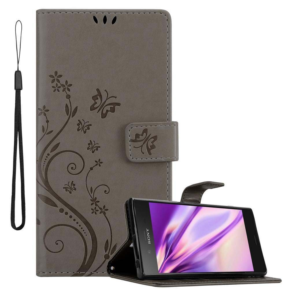 Cadorabo Handyhülle für Sony Xperia XZ1 Hülle Sony Xperia XZ1, Hülle Schutzhülle Blumen Flower mit Standfunktion Kartenfach Magnet
