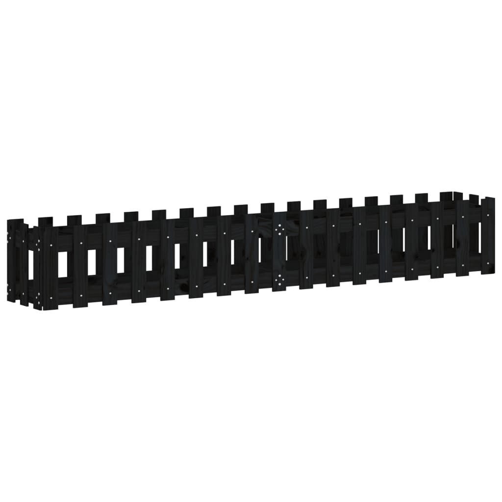 vidaXL Hochbeet Hochbeet Latten-Design Schwarz 200x30x30 cm Massivholz Kiefer (1 St)