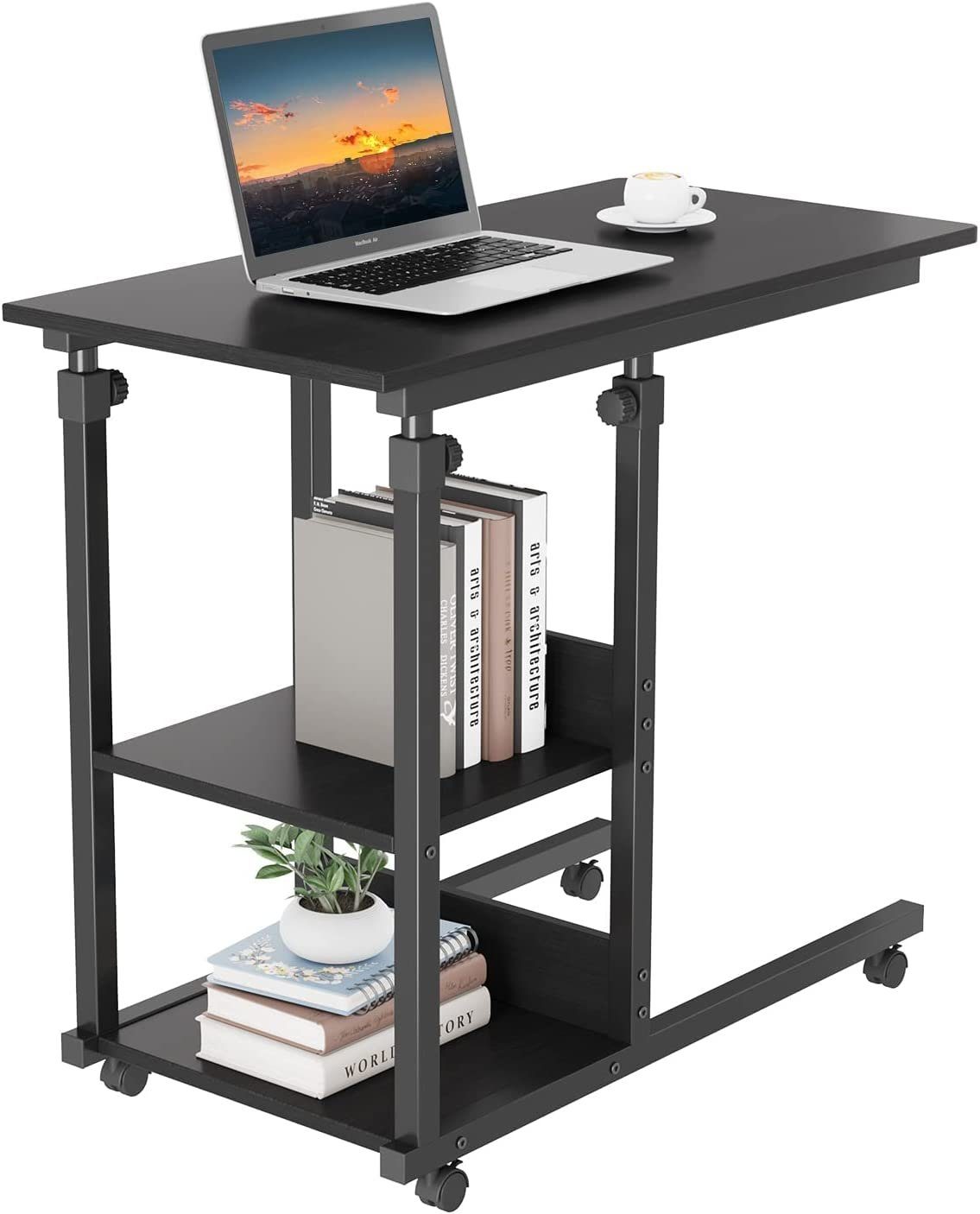 Dripex Beistelltisch Schreibtisch mit Rollen Computertisch Höhenverstellbar Laptoptisch