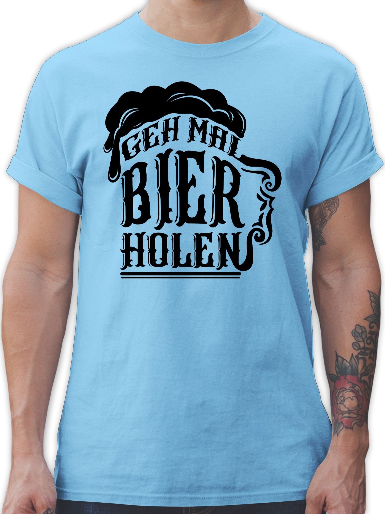 Shirtracer T-Shirt Geh mal Bier & 03 - Party Alkohol Herren holen schwarz Hellblau