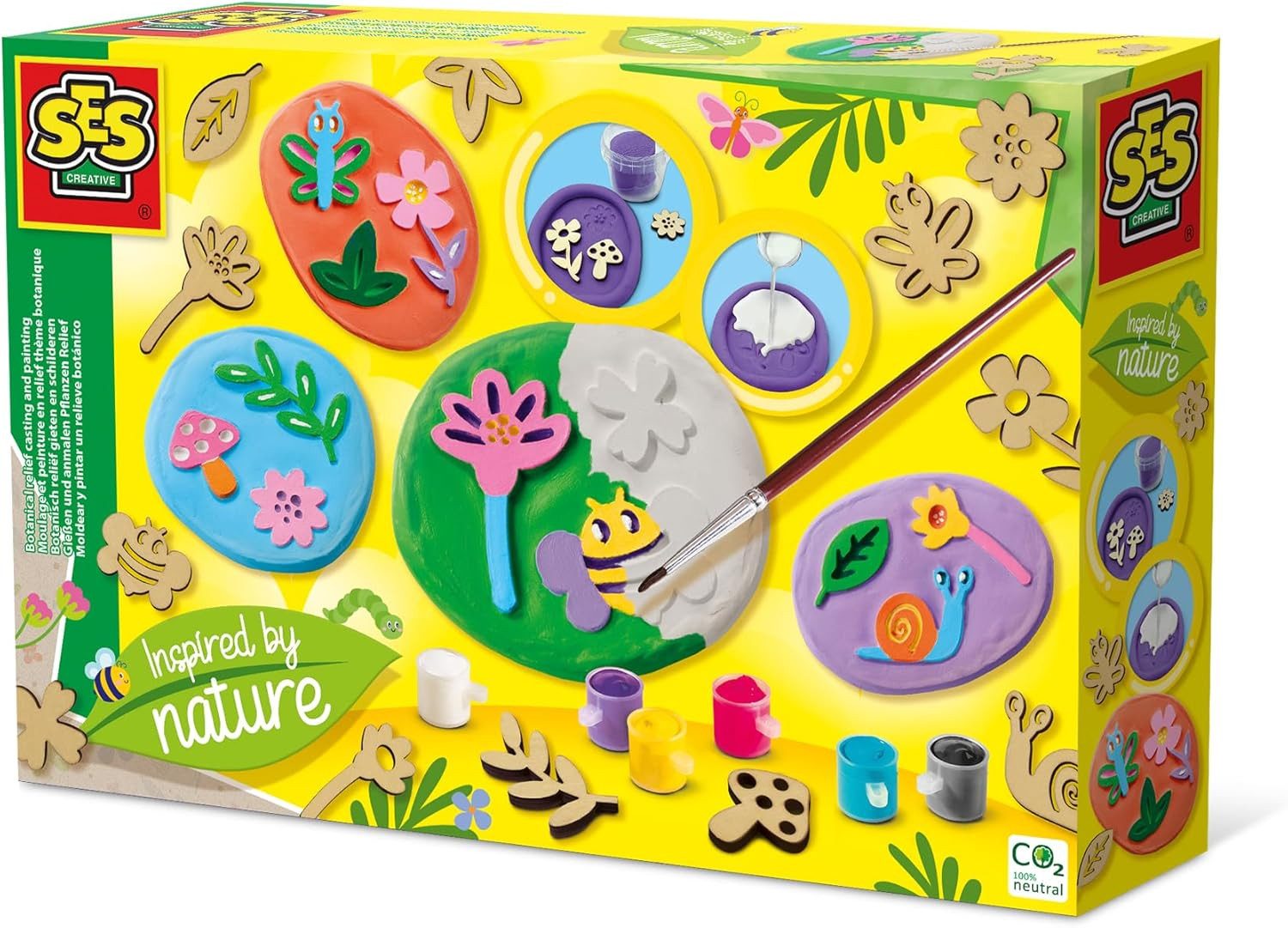 SES Creative Spiel SES Creative Pflanzenrelief-Set – Gießen & Anmalen – Kreatives Naturer