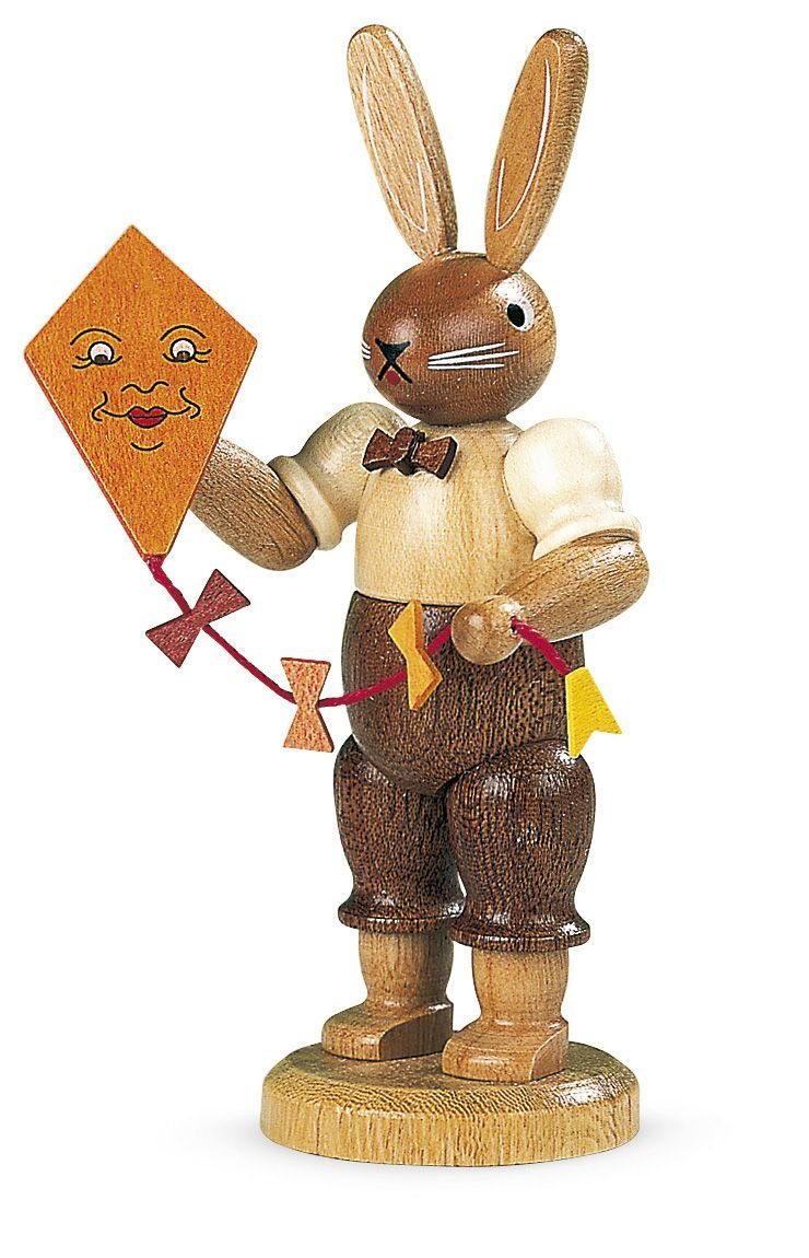 Müller Kleinkunst GmbH Seiffen Osterhase Osterfigur Hase mit Drachen natur klein Höhe 11cm NEU
