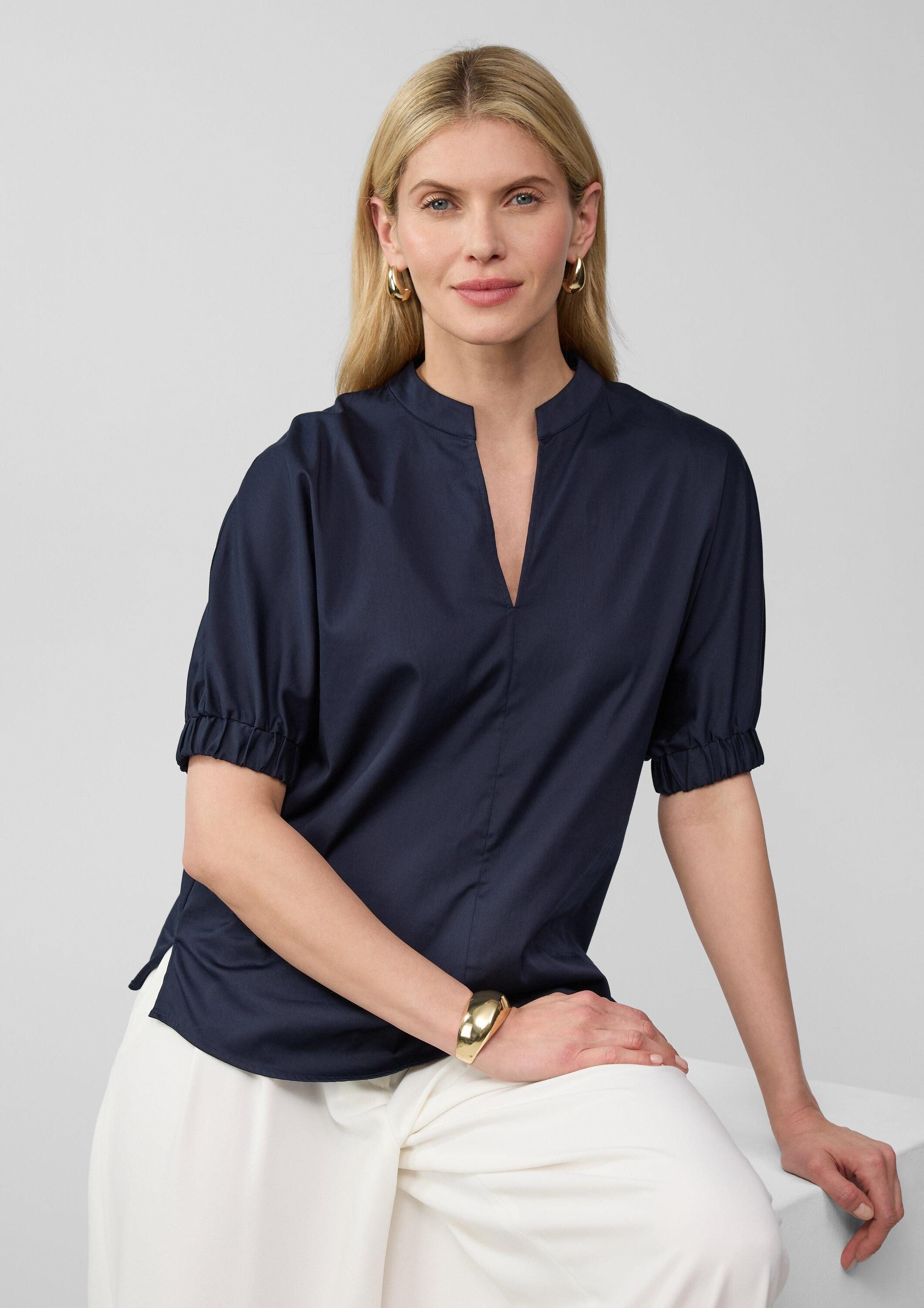 s.Oliver Kurzarmbluse Bluse Popeline-Bluse mit überschnittener Schulter und günstig online kaufen