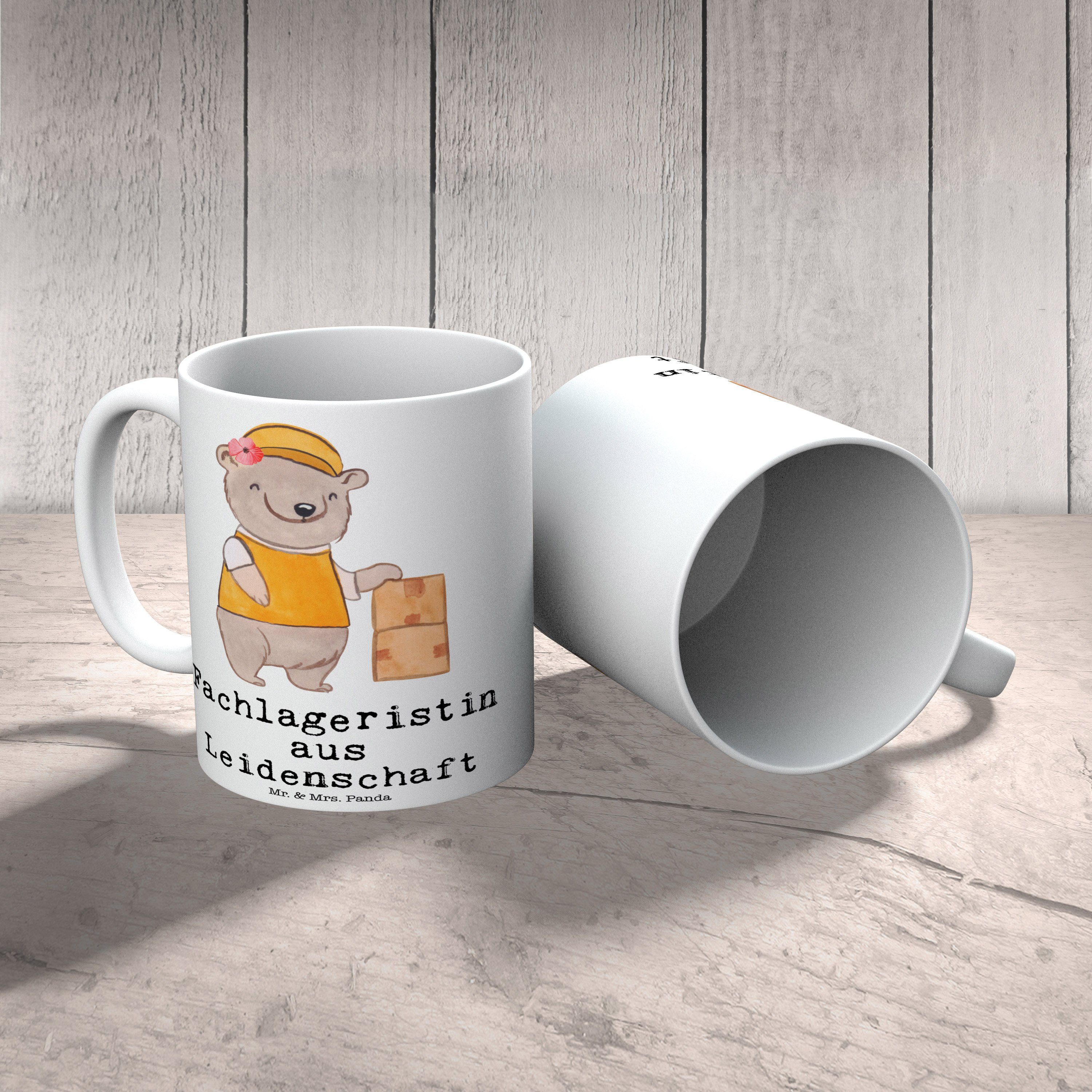 Geschenk, Fachlageristin Weiß Tasse Leidenschaft - Keramik & Teetasse, aus Mr. Mrs. Teebeche, Panda -