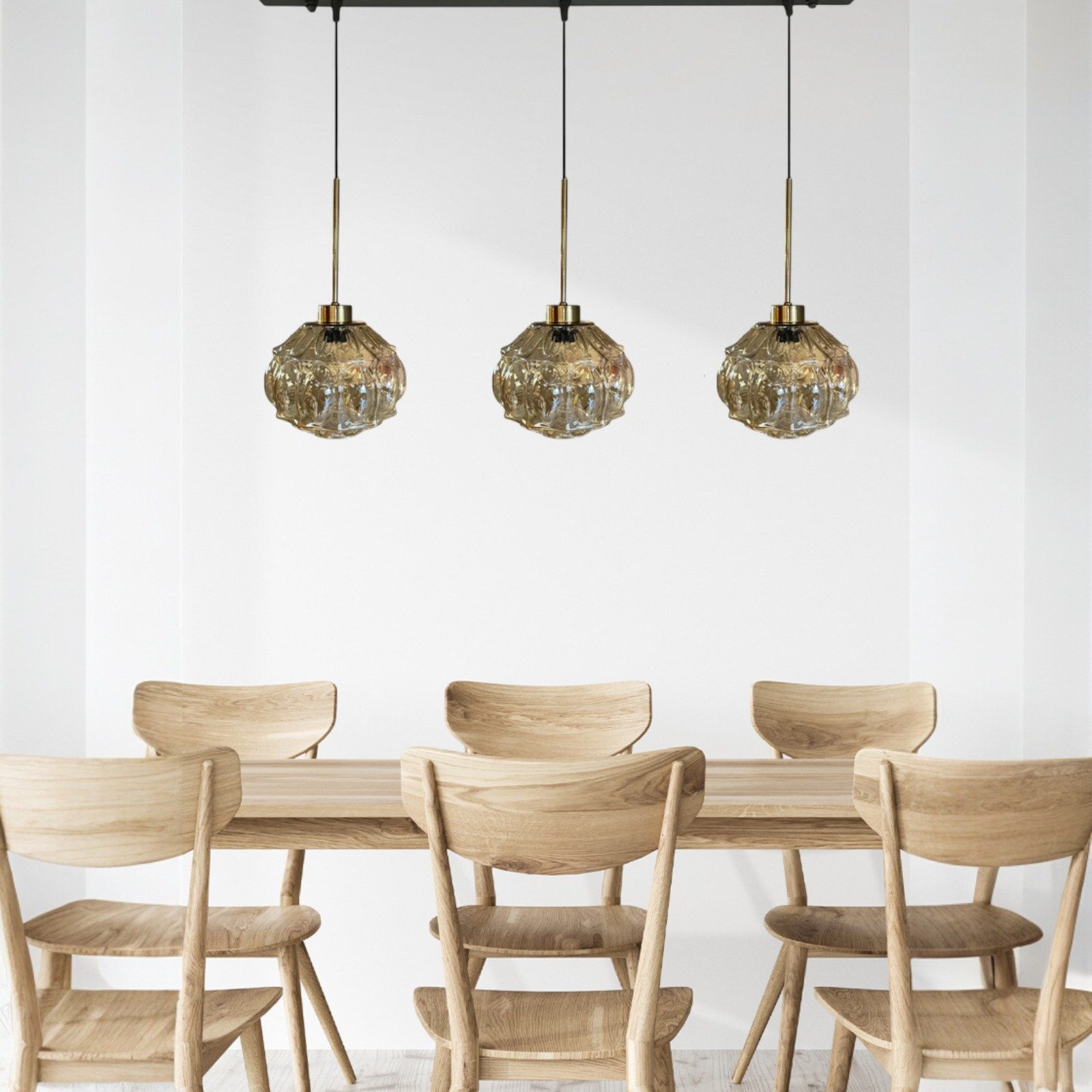 Bamyum Pendelleuchte Pendelleuchte Şila Dreifacher Kronleuchter Glas, Retro Hängelampe, ohne Leuchtmittel