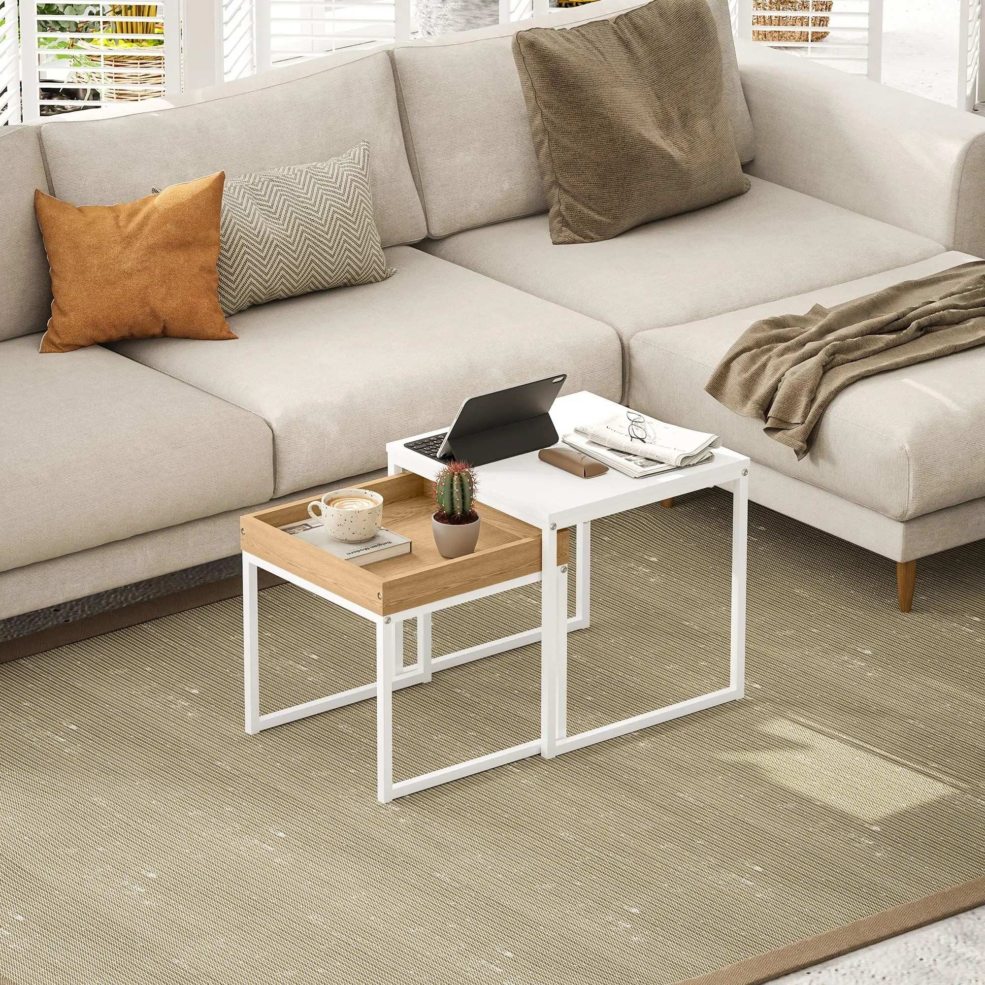 BlingBin Couchtisch 2er-Set Sofatisch Eckiger Beistelltisch, günstig online kaufen