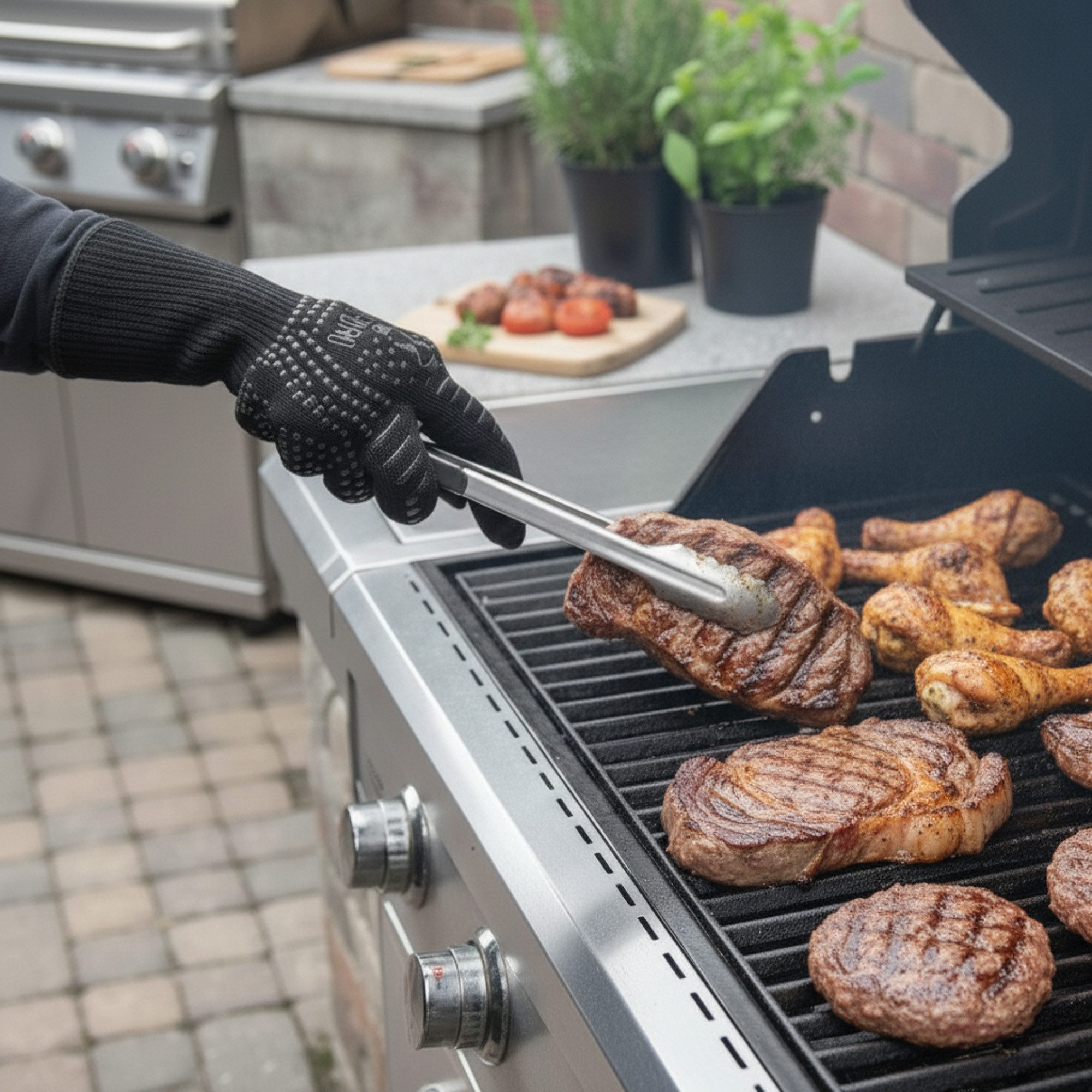 BBQ-Toro Hitzeschutzhandschuhe Grillhandschuhe (2 Stk), hitzebeständig + fe günstig online kaufen