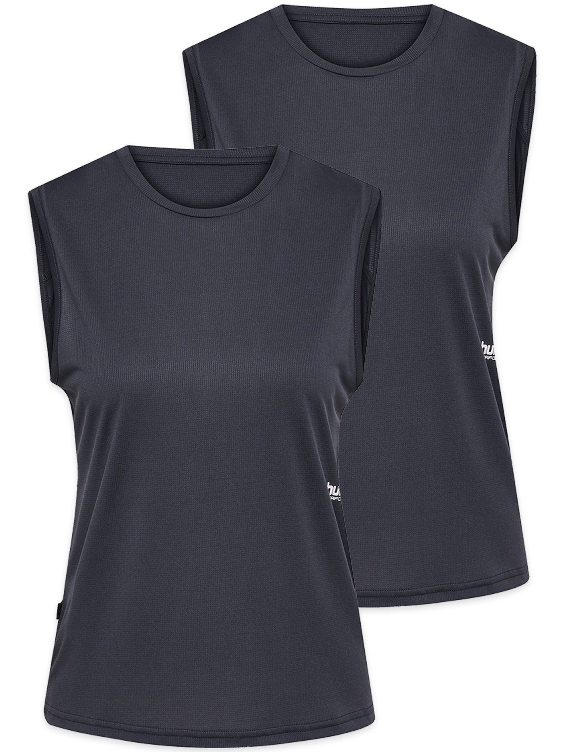 hummel Shirttop Ärmellos Rundhals Unifarben Workout 2er-Set Regular Fit (2-tlg) hmlPULSE WORKOUT W TANKTOP