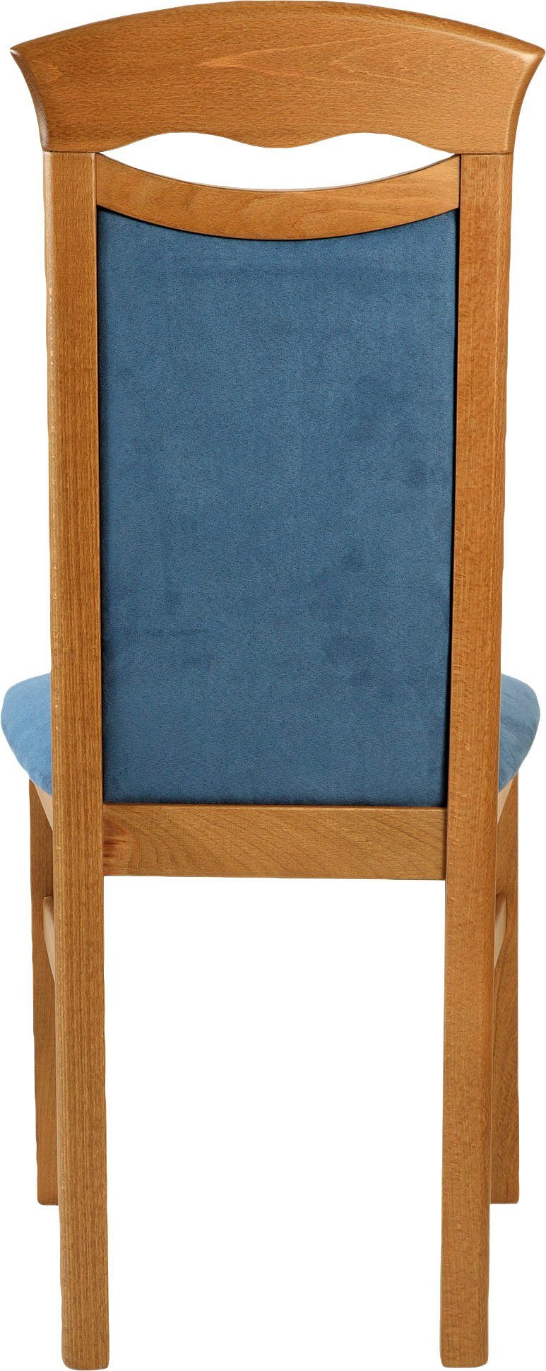 Blau (Set, 4-Fußstuhl Gestell oder weiß strapazierfähige lackiert Eichefarbe Blau Home 2 | St), Franz Microfaser, affaire natur | Buche