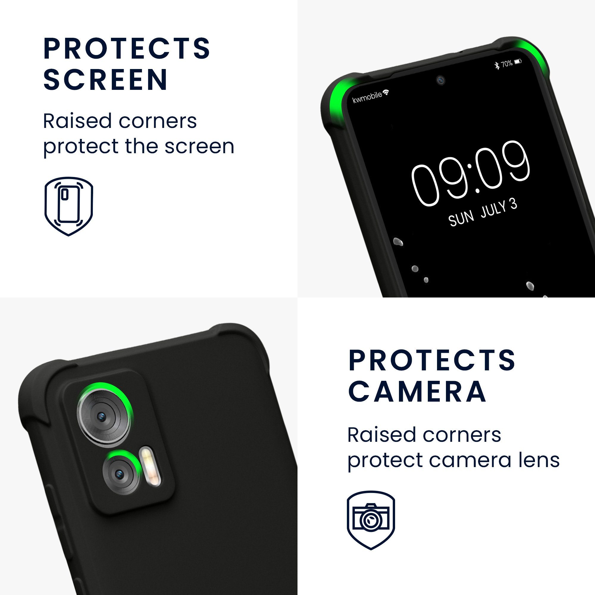 kwmobile Etui Hülle für Motorola Edge 30 Neo, mit Metall Kette zum Umhängen - Silikon Handy Cover Case Schutzhülle