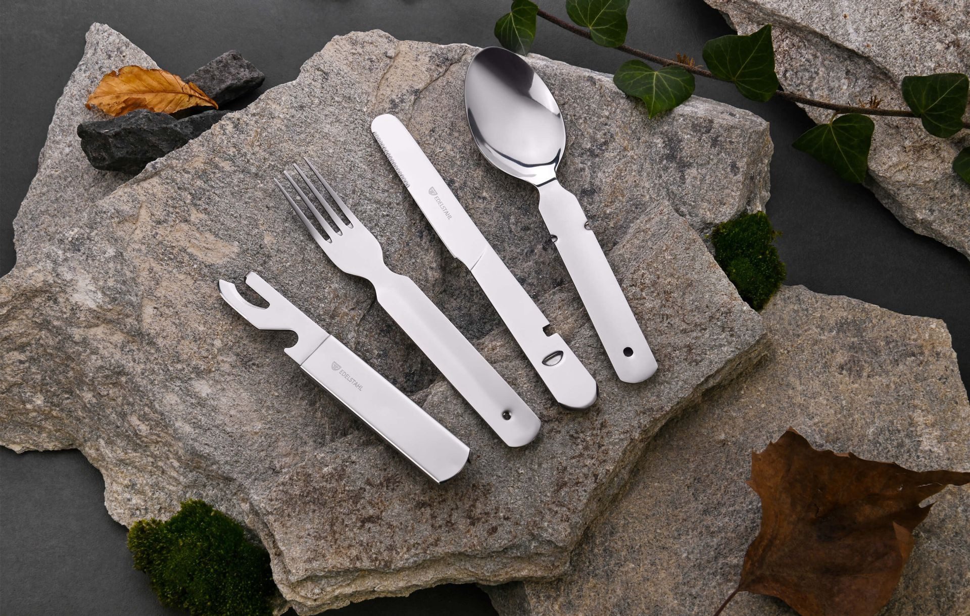 GRÄWE Campinglöffel Outdoorbesteck / Campingbesteck 4-teilig (4 Stück), Outdoorbesteck / Campingbesteck 4-teilig