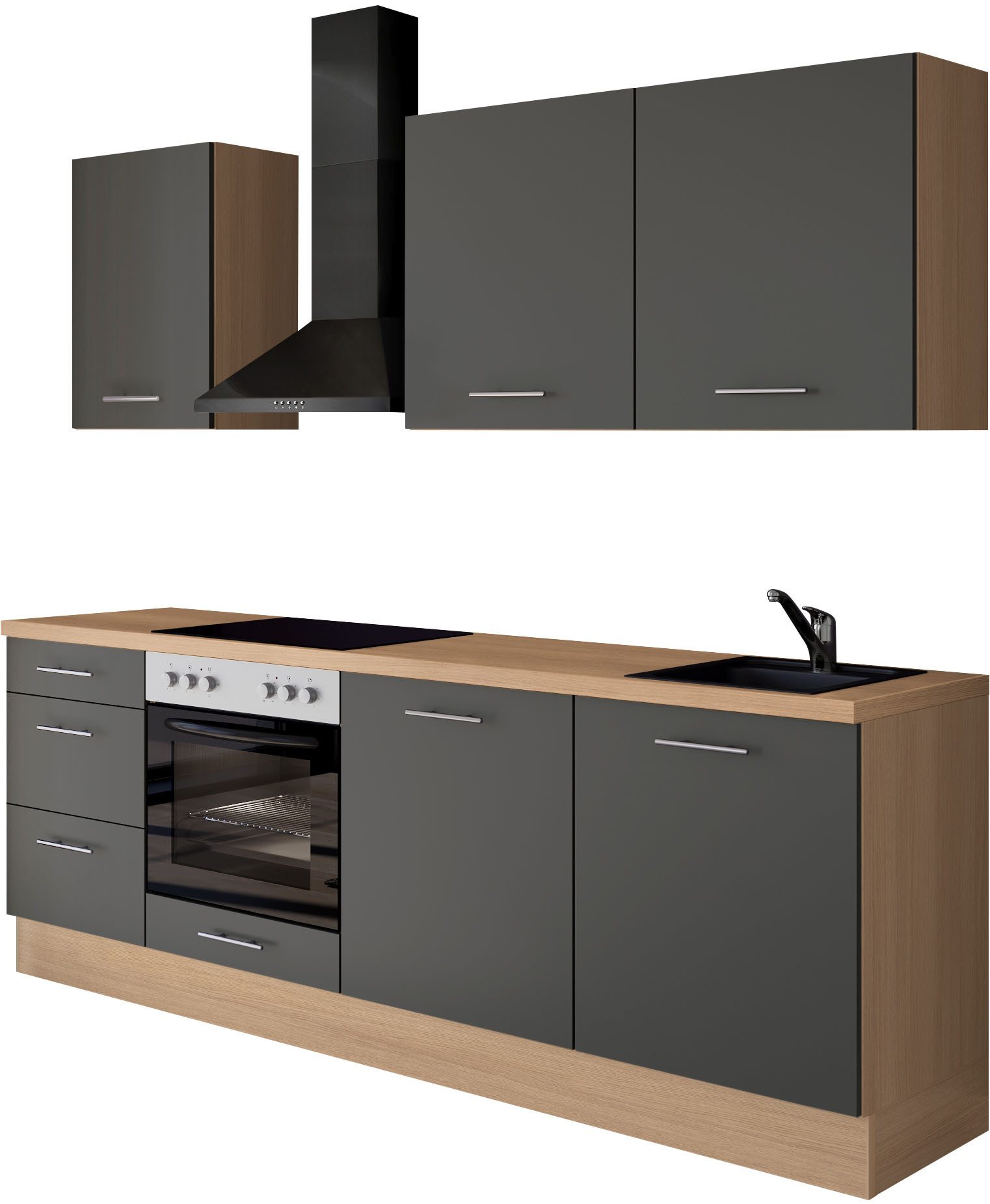 IMPULS KÜCHEN Küchenzeile "Kopenhagen", Ausrichtung wählbar, Schubkästen mit Soft-Close, vormontiert, wahlweise mit E-Geräten, Breite 220 cm