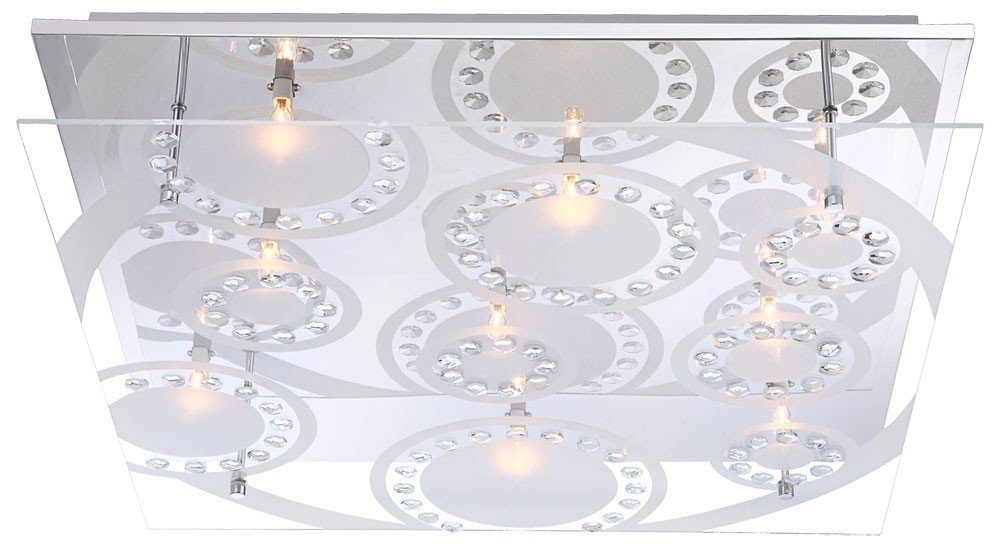 etc-shop LED Deckenleuchte, Leuchtmittel Beleuchtung Chrom Kristalle Glas quadratisch Deckenleuchte inklusive, Wohnzimmer nicht