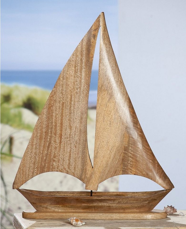 GILDE Dekoobjekt Deko Segelschiff (1 St), Höhe 60 cm, aus Holz, maritim,  Wohnzimmer