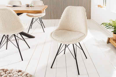 riess-ambiente Stuhl SCANDINAVIA MEISTERSTÜCK creme / schwarz (Einzelartikel, 1 St), Esszimmer · Bouclé · Metall · Modern Design