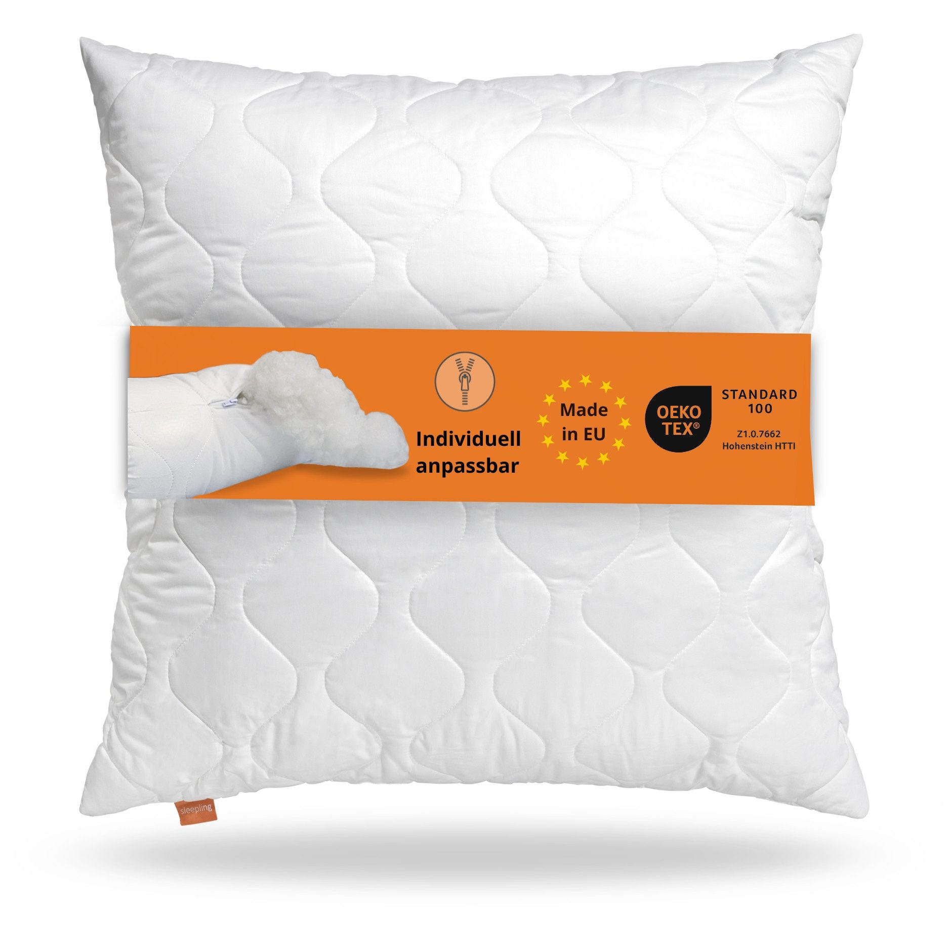 sleepling Подушки Komfort 100, Füllung: 100 % Polyester (Fasern und Faserkugeln), Bezug: 100% Polyester, Seitenschläfer, Rückenschläfer, Bauchschläfer, 80x80 cm, 40x80 cm, 40x40 cm, Komfortfüllung, Made in EU, antiallergen