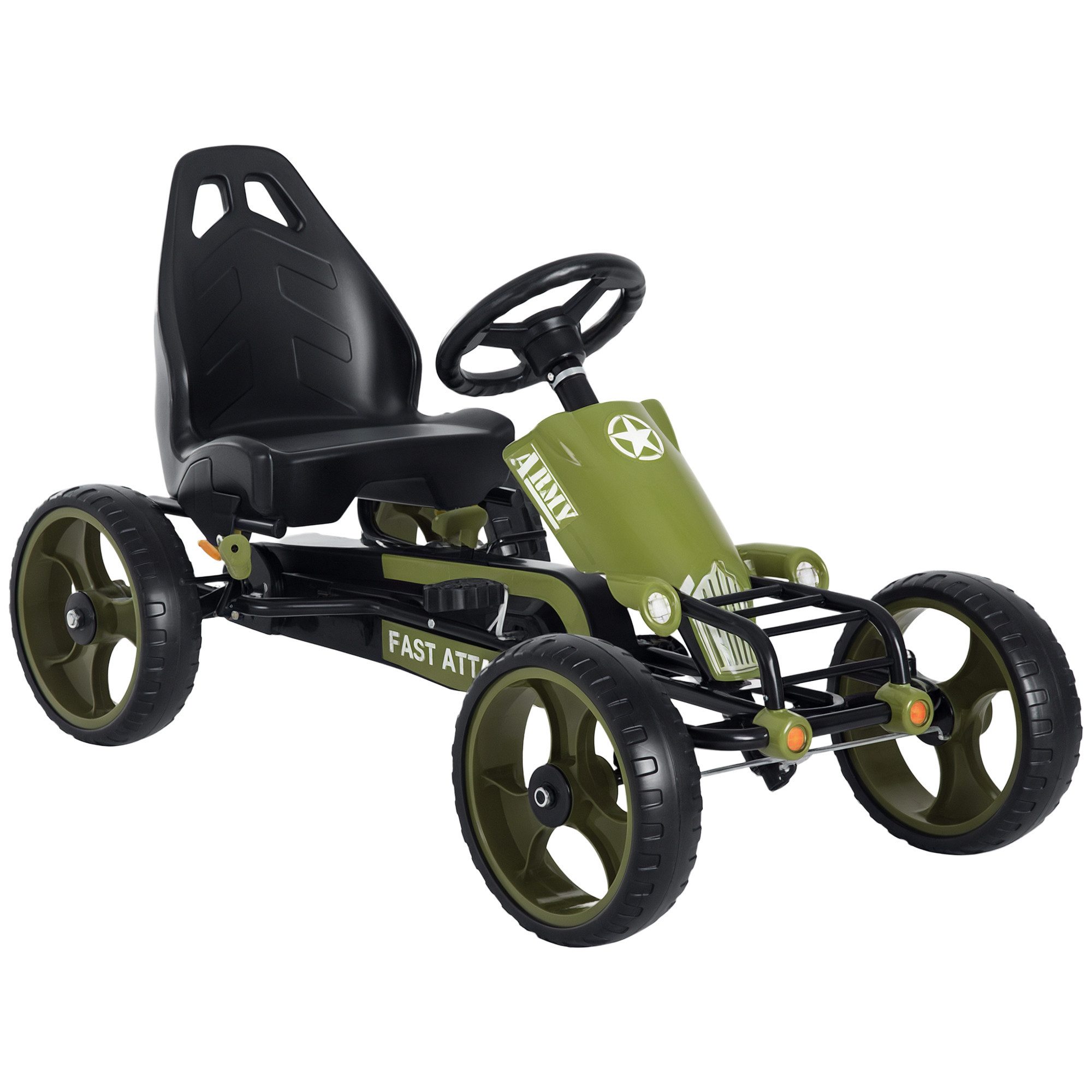 HOMCOM Go-Kart Pedal Vehicle with Handbrake, Green 105 x 54 x 61cm