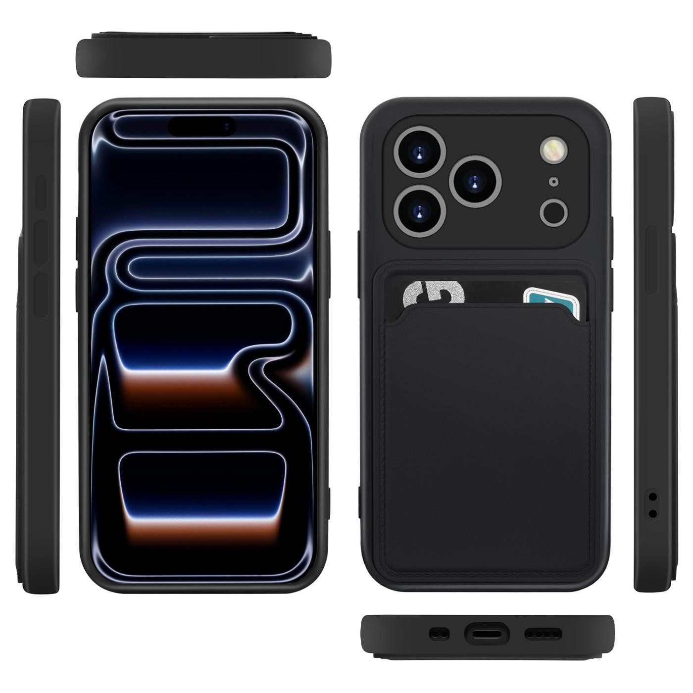 CoolGadget Handyhülle Card Case Handy Tasche für Apple iPhone 17 Pro 6,3 Zoll, Silikon Schutzhülle mit Kartenfach für iPhone 17 Pro Hülle