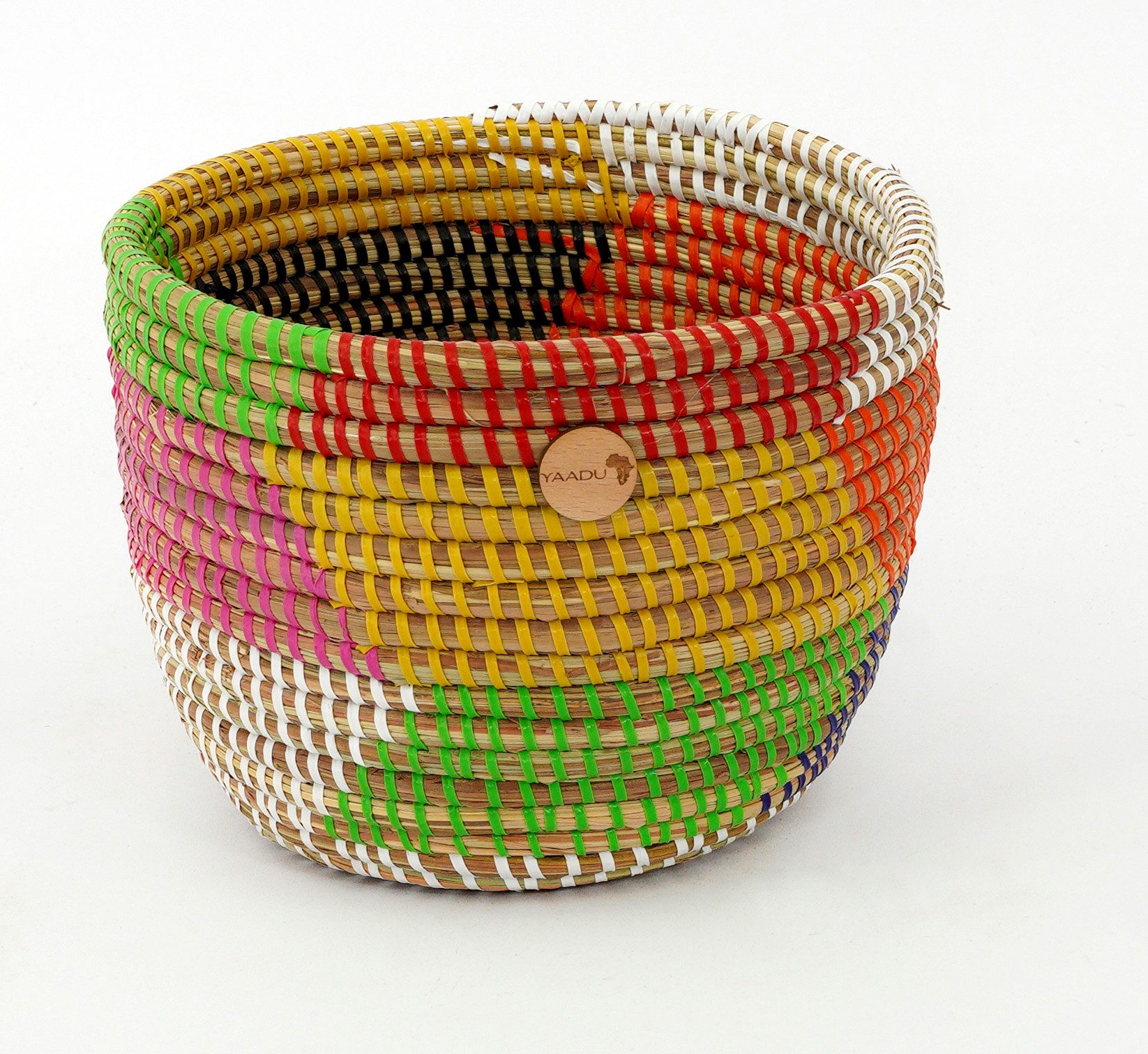 YAADU Aufbewahrungskorb Allzweckkorb geflochtener Korb klein - Ordnung, Pflanzenkorb, Übertopf, ca 16x13,5cm - Handgefertigt in Afrika aus traditioneller Flechtkunst