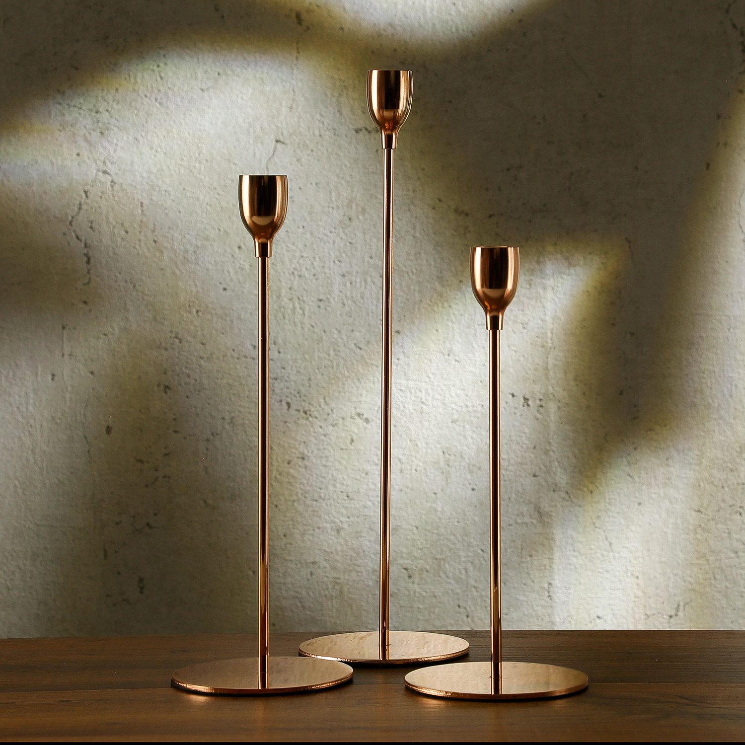 MARELIDA Kerzenhalter Stabkerzenhalter rosé Kerzenständer Tafelkerzenhalter Kerzenhalter 3St (3 St) – Bild 2 von 5