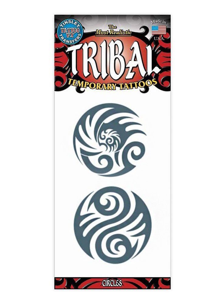 Tinsley Theaterschminke Kreise Tribal Klebe-Tattoo - Fasching Halloween Ka, Temporäres Tattoo in beeindruckend realistischer Hollywood-Qualität