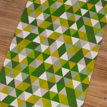 SCHÖNER LEBEN. Tischläufer SCHÖNER LEBEN. Tischläufer Dreiecke grün Töne 40x160cm, handmade