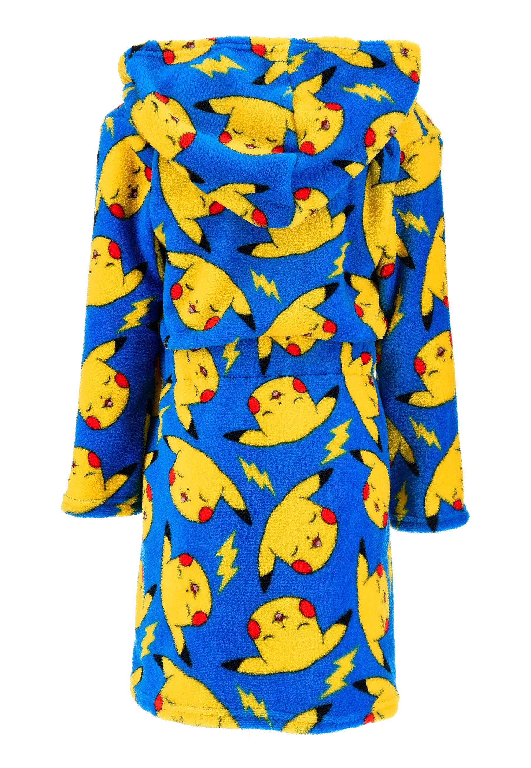 POKÉMON Kinderbademantel Kinder Bademantel Pikachu Jungen mit Kapuze aus Fleece