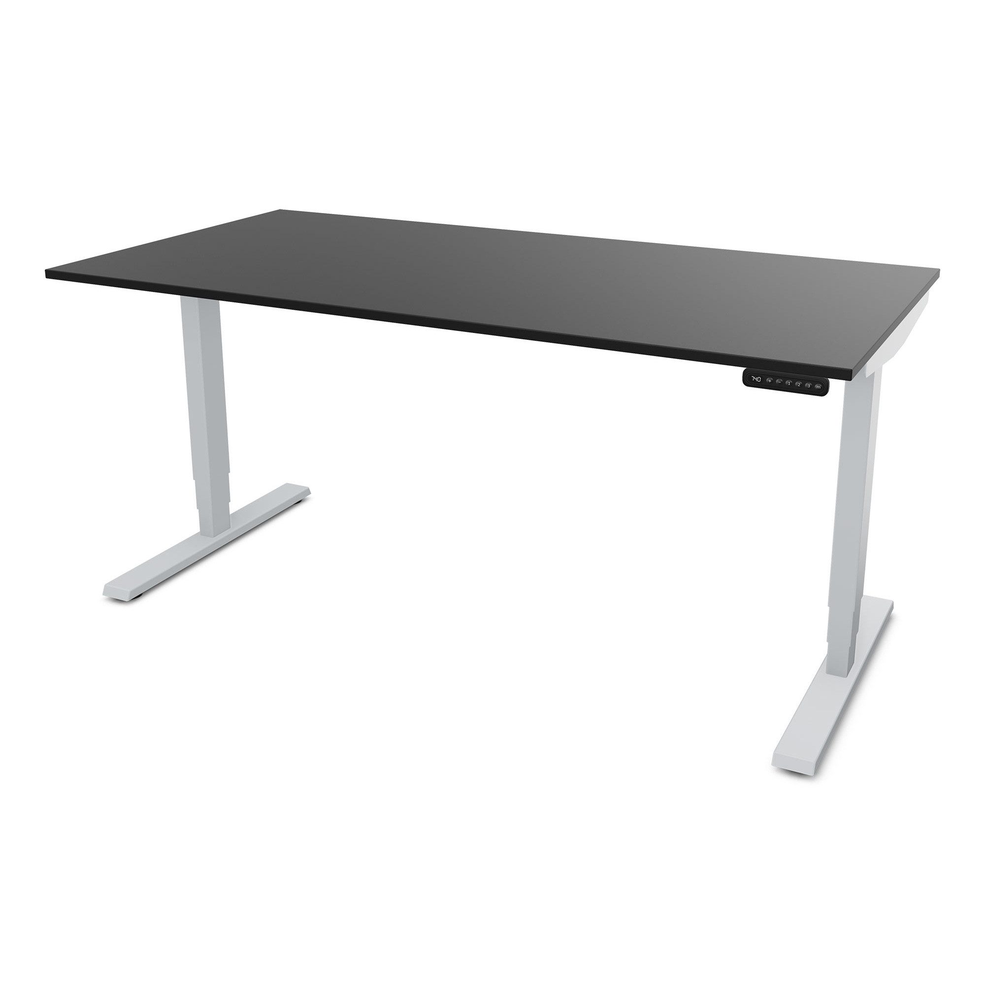 ASSMANN Büromöbel Schreibtisch Y-LINE (180x80cm Silber Schwarz Kollisions-Schutz, Elektrisch höhenverstellbar, Kindersicherung 2-fach-Motorik Doppelhub, einfache Montage, für Büro und Homeoffice), TÜV-zertifiziert, Blauer Engel, 5 Jahre Herstellergarantie