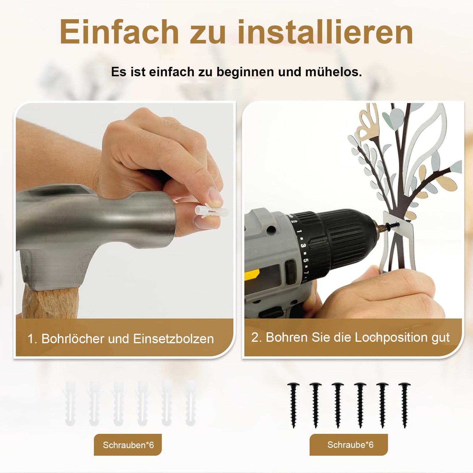 MODFU Wanddekoobjekt Metall Wanddeko Blumen Silhouetten Wandbilder (6 x 13, günstig online kaufen