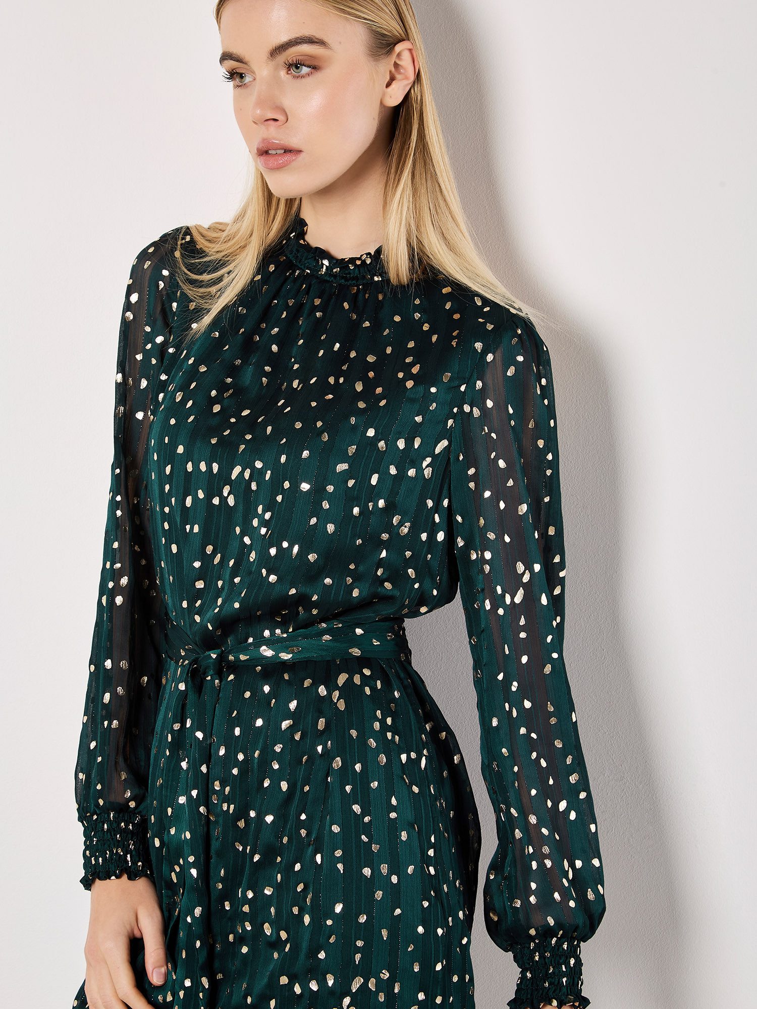Apricot Druckkleid Plisseekleid, (2-tlg., Stoffgürtel) mit günstig online kaufen