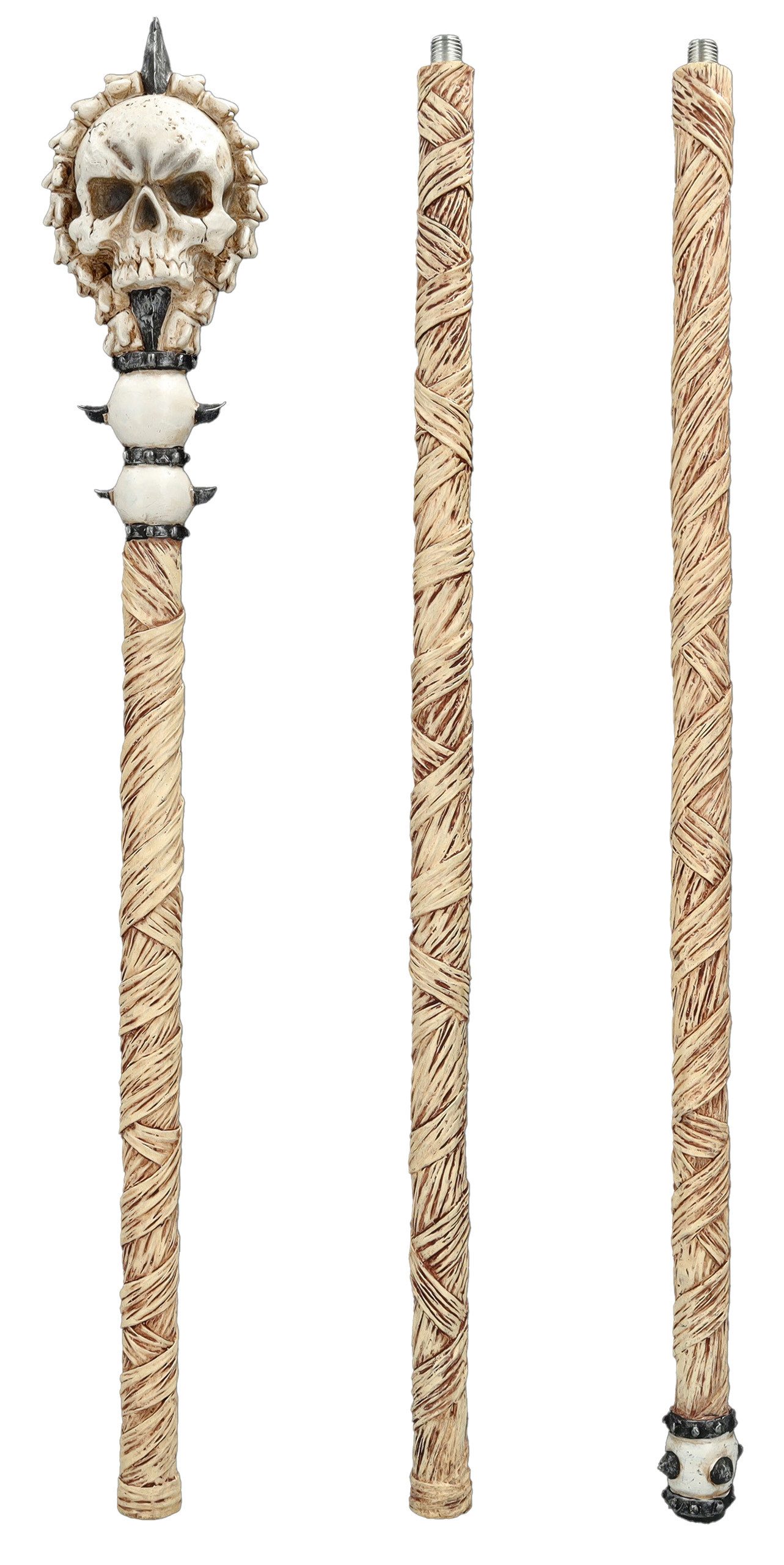 Figuren Shop GmbH Zauberstab Magier Stab 170 cm - Totenkopf - Totenschädel Zauberstab Dekostab Deko, (3-tlg)