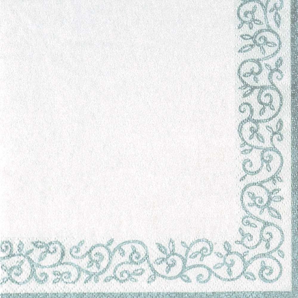 Linoows Papierserviette 20 Servietten, Silberne Randornamente im Rokoko Stil, (Packung), Motiv Silberne Randornamente im Rokoko Stil