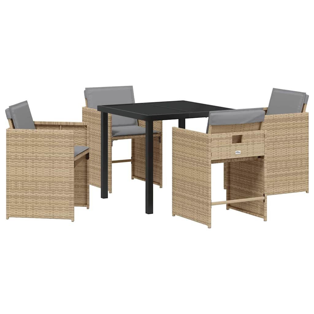 vidaXL Gartenlounge-Set Garten Essgruppe 5 pcs Beige Poly-Rattan, (5-tlg)