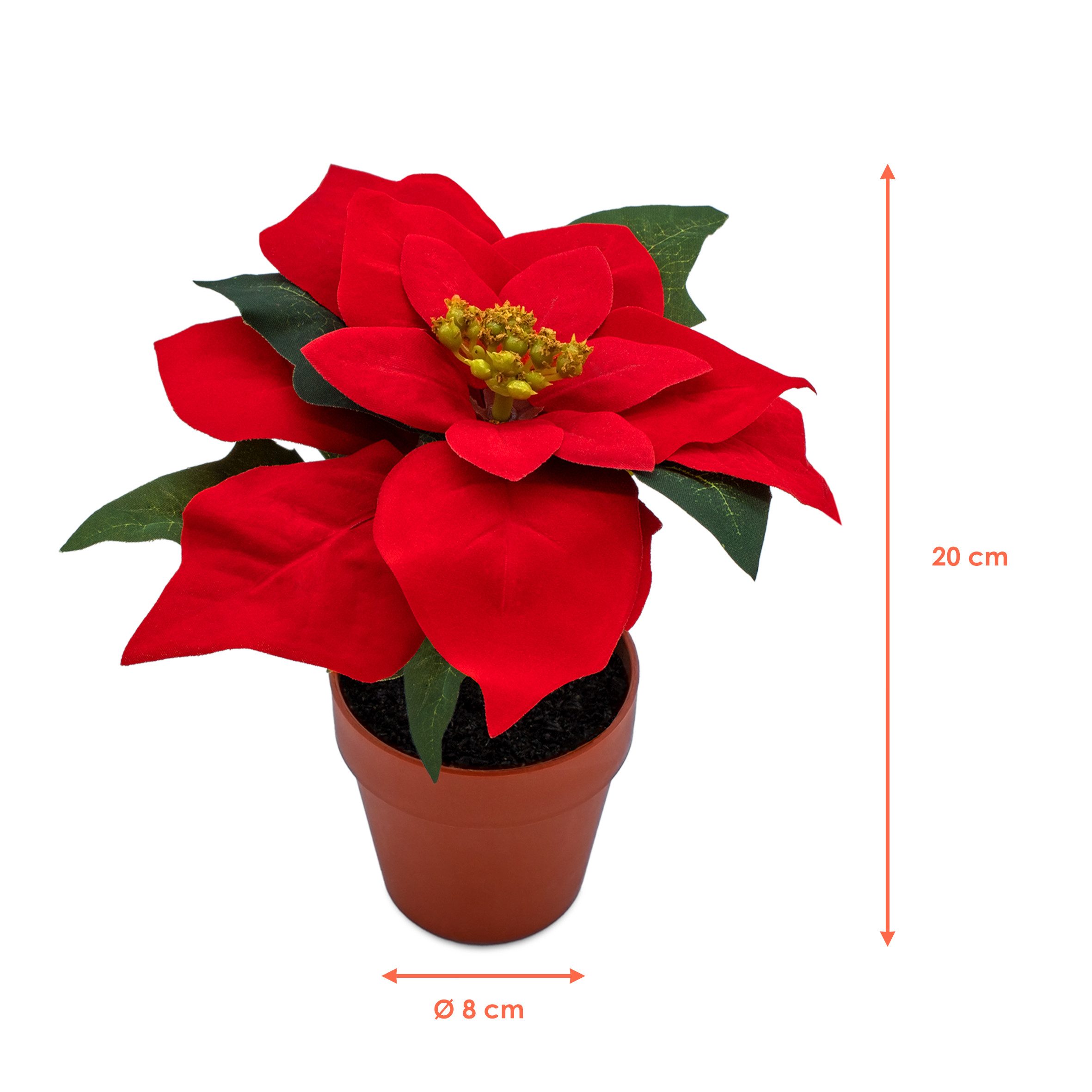 Winterliche Kunstpflanze im Blumentopf 20 cm Poinsettia, Spetebo, Höhe 8 cm günstig online kaufen