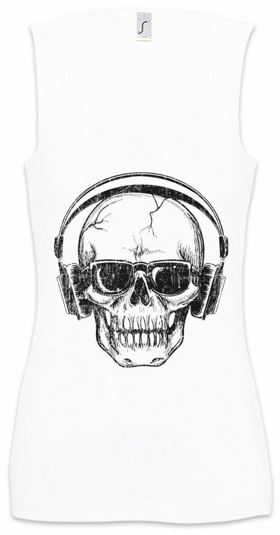 Urban Backwoods Tanktop Headphones Sunglasses Skull Ärmelloses Damen T-Shirt Hard Rock Techno Electro DJ MC Rap