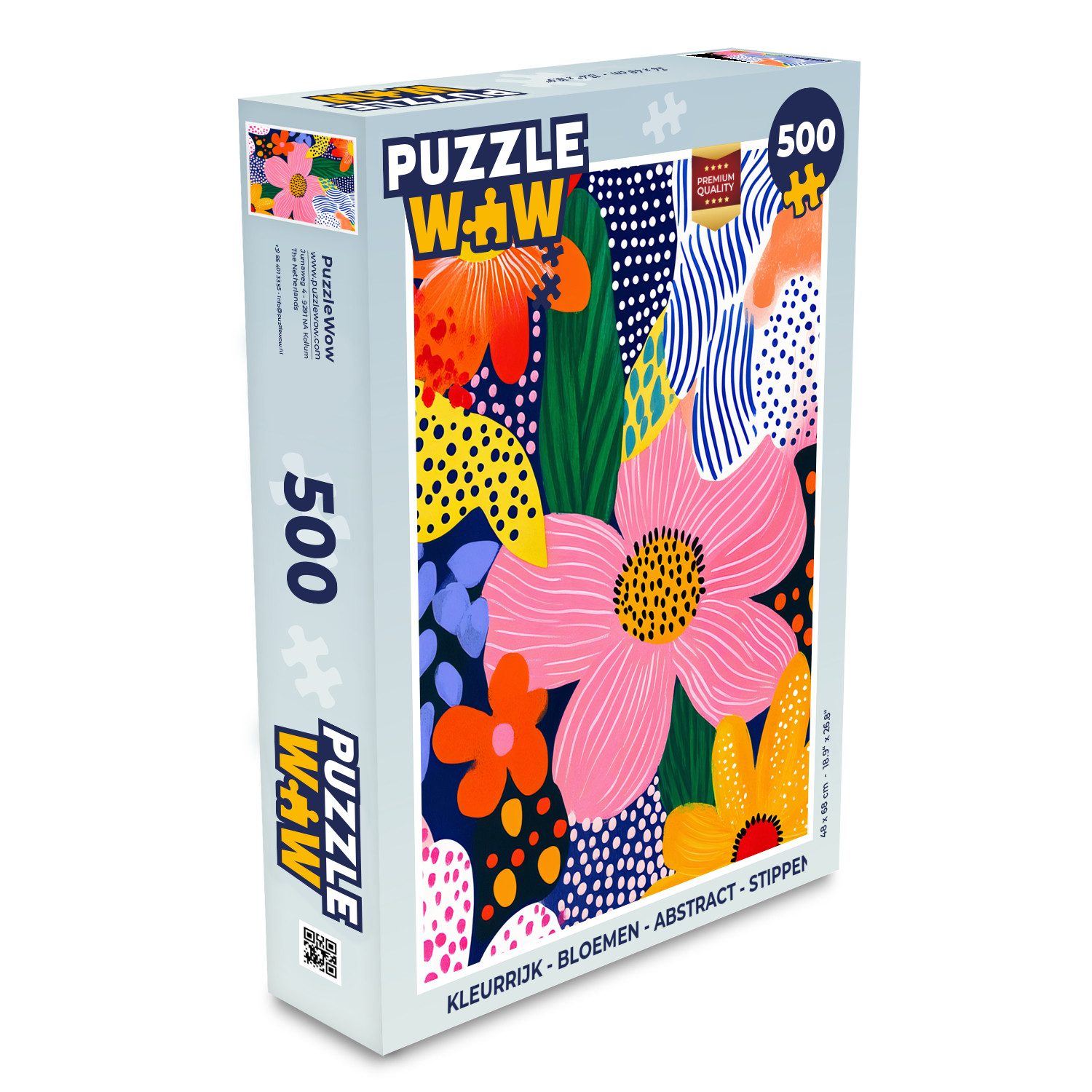 MuchoWow Puzzle Bunt - Blumen - Abstrakt - Punkte, 500 Puzzleteile, Foto-Puzzle, Bilderrätsel, Puzzlespiele, Spielzeug