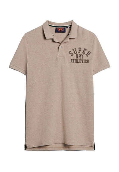 Superdry Poloshirt Superdry Herren Polo APPLIQUE CLASSIC FIT POLO Tan Brown Fleck Marl