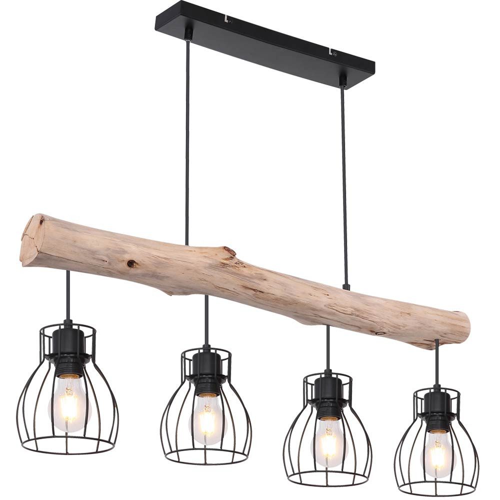 GLOBO LIGHTING Hängeleuchte, Leuchtmittel nicht inklusive, Hängeleuchte Pendelleuchte Holz Deckenleuchte, Retro, Esszimmerlampe
