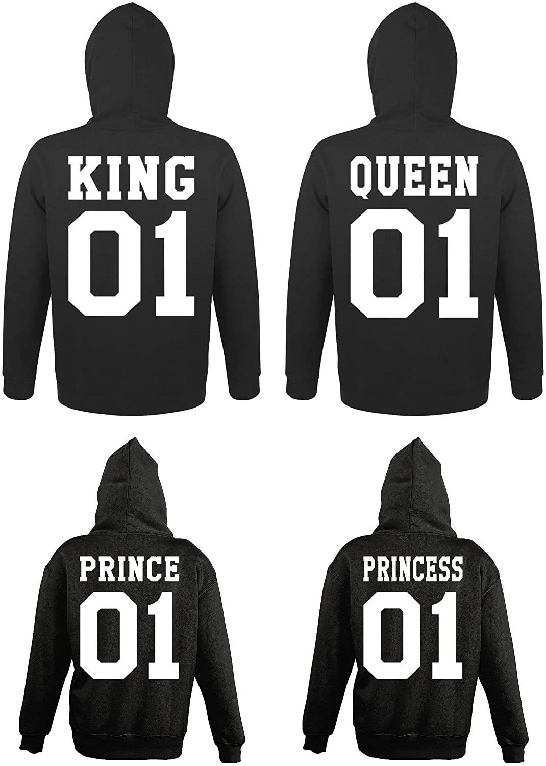 Couples Shop Kapuzenpullover King Queen Prince Princess Herren Damen Kinder Hoodie Пуловеры mit trendigem Spruch