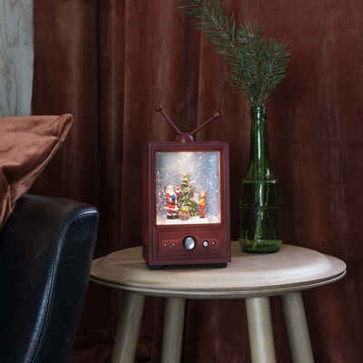 KONSTSMIDE Laterne LED TV mit Weihnachtsmann Musik Schneekugel Wasserlaterne 21,5cm