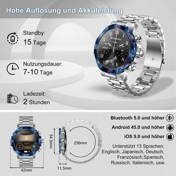 HYIEAR SmartWatch Männer und Frauen und Bluetooth -drahtlose Kopfhörer 5.3 Smartwatch (Android/iOS), Wird mit UsB-Ladekabel geliefert., Sportarmbander Bluetooth,Touch Control, Woice Assistant.