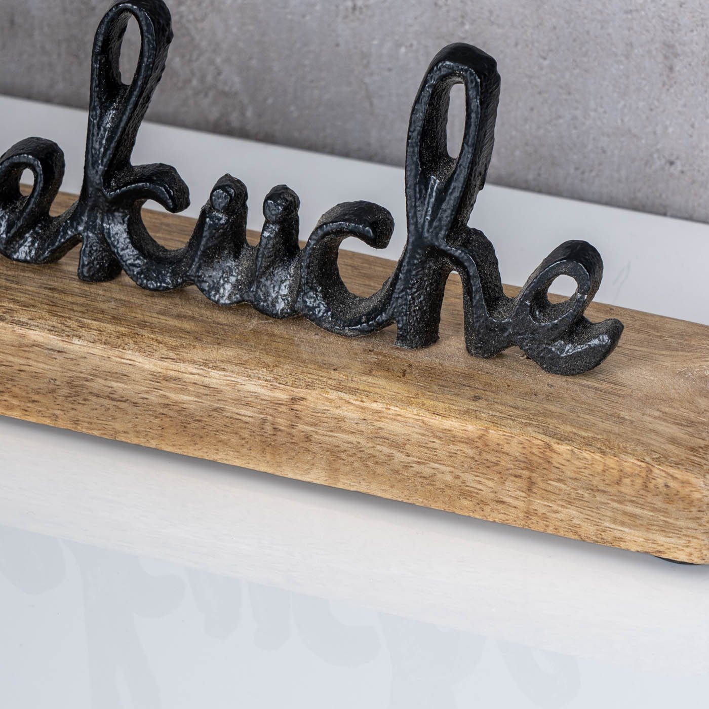 Schriftzug L30cm Mango Holz Metall Schwarz Levandeo® Sterneküche Tischdeko Deko-Schriftzug,